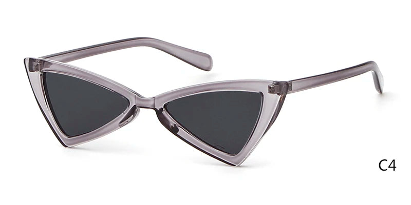 WHO CUTIE Triangle Sunglasses Women Brand Designer Vintage Cat Eye Frame 90s Stylish White Black Cateye Sun Glasses Shades OM470