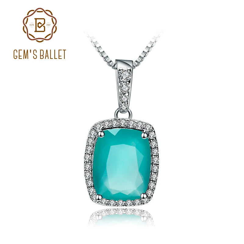 GEM'S BALLET  3.67Ct Natural Green Agate Gemstone Pendant Necklace For Women 925 Sterling Silver Fine Jewelry Drop Shipping