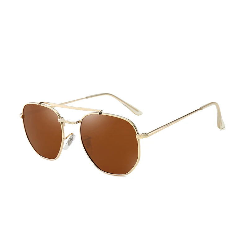 WHO CUTIE Vintage Polygon Sunglasses Polarized Men Women 2025 Brand Designer Flat Lens Metal Frame Sun Glasses Cool 3648 Shades