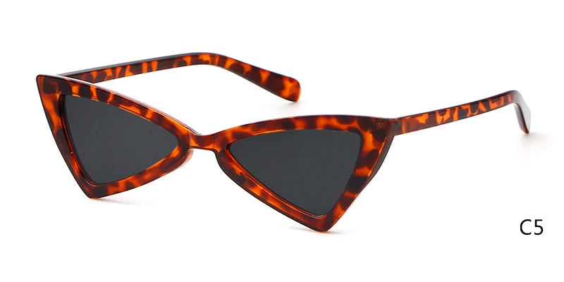 WHO CUTIE Triangle Sunglasses Women Brand Designer Vintage Cat Eye Frame 90s Stylish White Black Cateye Sun Glasses Shades OM470