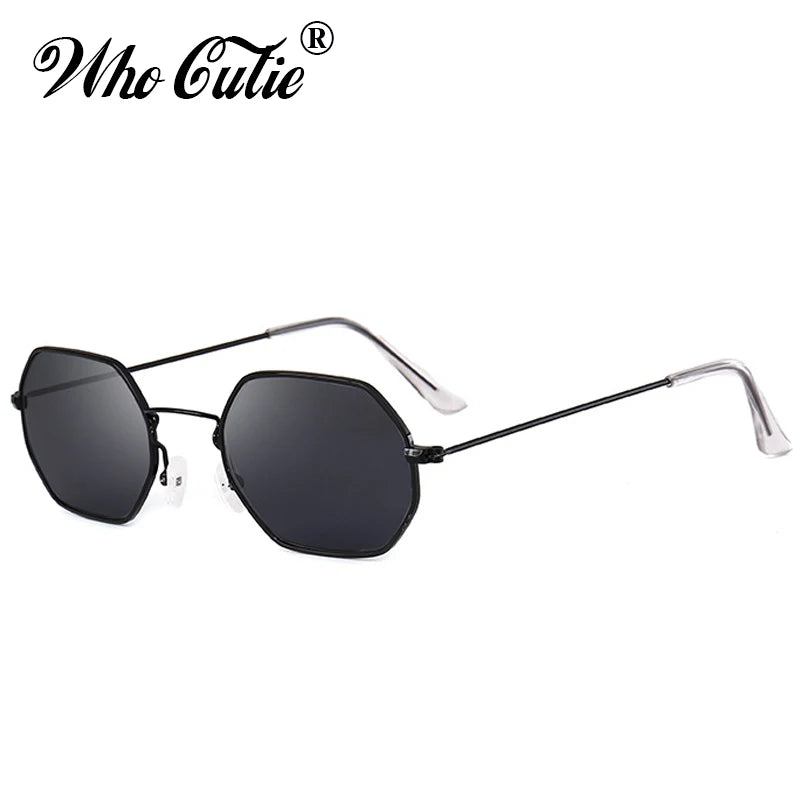 WHO CUTIE 2025 Brand Designer Red Tint Octagon Sunglasses Women Vintage Yellow Lens Female Sun Glasses Shades oculos OM348