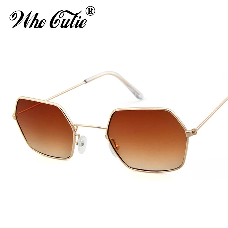 WHO CUTIE 2025 Brand Designer Red Tint Octagon Sunglasses Women Vintage Yellow Lens Female Sun Glasses Shades oculos OM348
