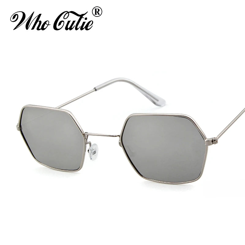 WHO CUTIE 2025 Brand Designer Red Tint Octagon Sunglasses Women Vintage Yellow Lens Female Sun Glasses Shades oculos OM348