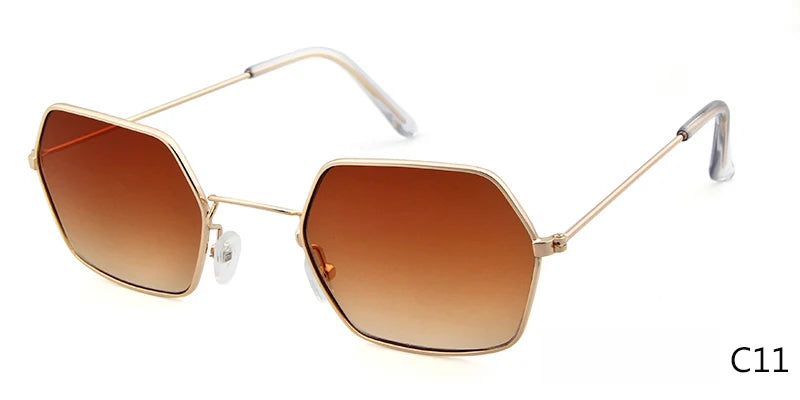 WHO CUTIE 2025 Brand Designer Red Tint Octagon Sunglasses Women Vintage Yellow Lens Female Sun Glasses Shades oculos OM348