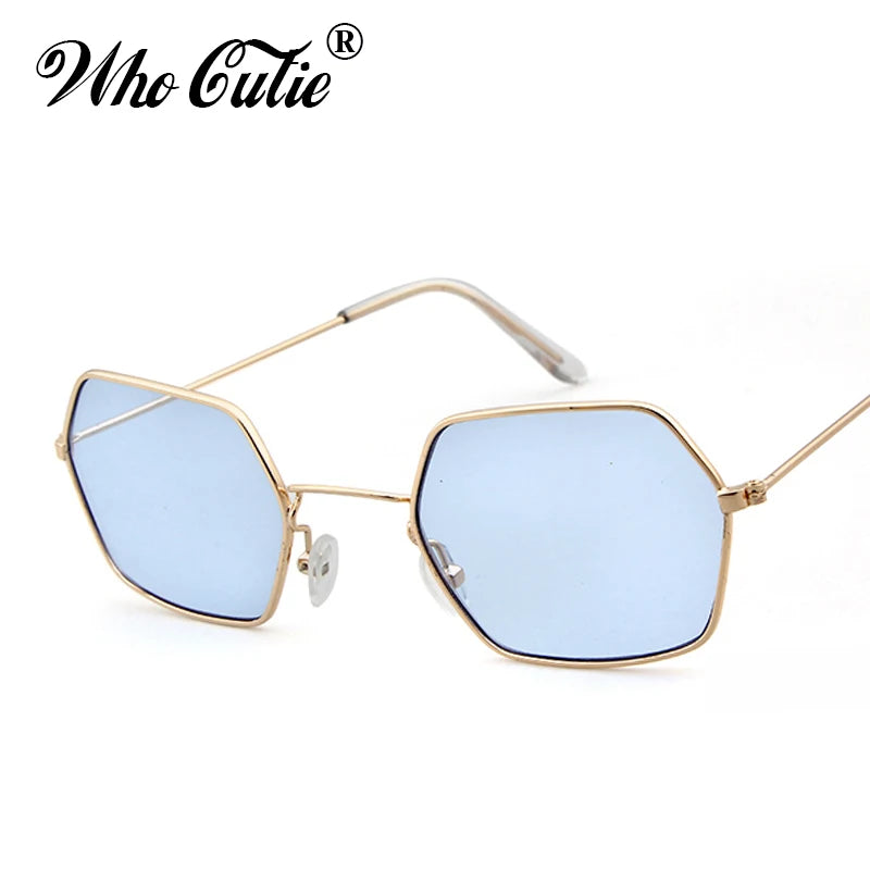 WHO CUTIE 2025 Brand Designer Red Tint Octagon Sunglasses Women Vintage Yellow Lens Female Sun Glasses Shades oculos OM348