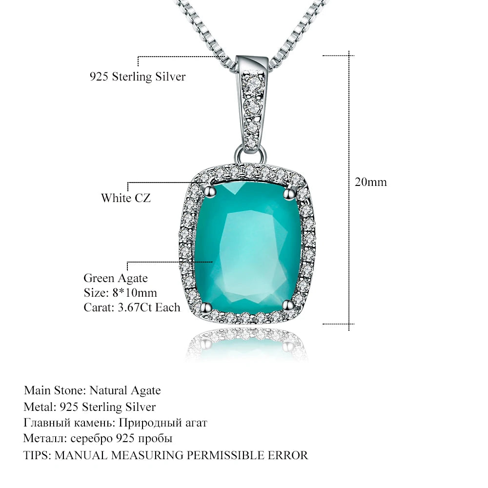 GEM'S BALLET  3.67Ct Natural Green Agate Gemstone Pendant Necklace For Women 925 Sterling Silver Fine Jewelry Drop Shipping