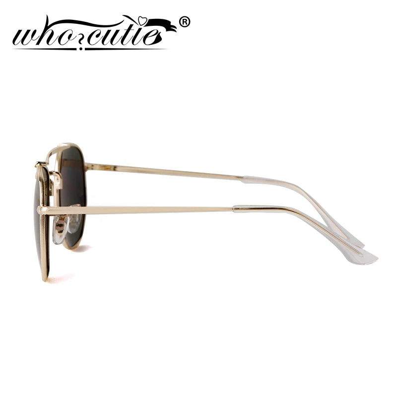 WHO CUTIE Vintage Polygon Sunglasses Polarized Men Women 2025 Brand Designer Flat Lens Metal Frame Sun Glasses Cool 3648 Shades
