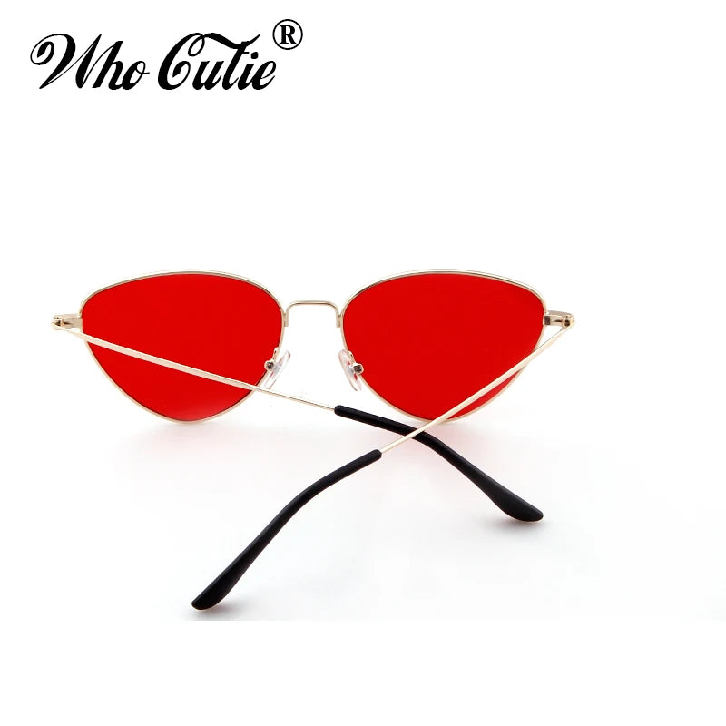 WHO CUTIE 2025 Pink Tint Cat Eye Sunglasses Women Brand Designer Retro Vintage Lens Cool Flat Top Sun Glasses Shades oculos 482