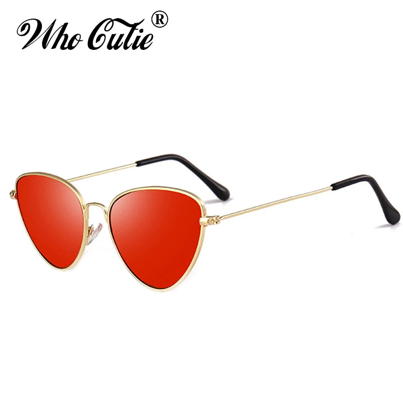 WHO CUTIE 2025 Pink Tint Cat Eye Sunglasses Women Brand Designer Retro Vintage Lens Cool Flat Top Sun Glasses Shades oculos 482