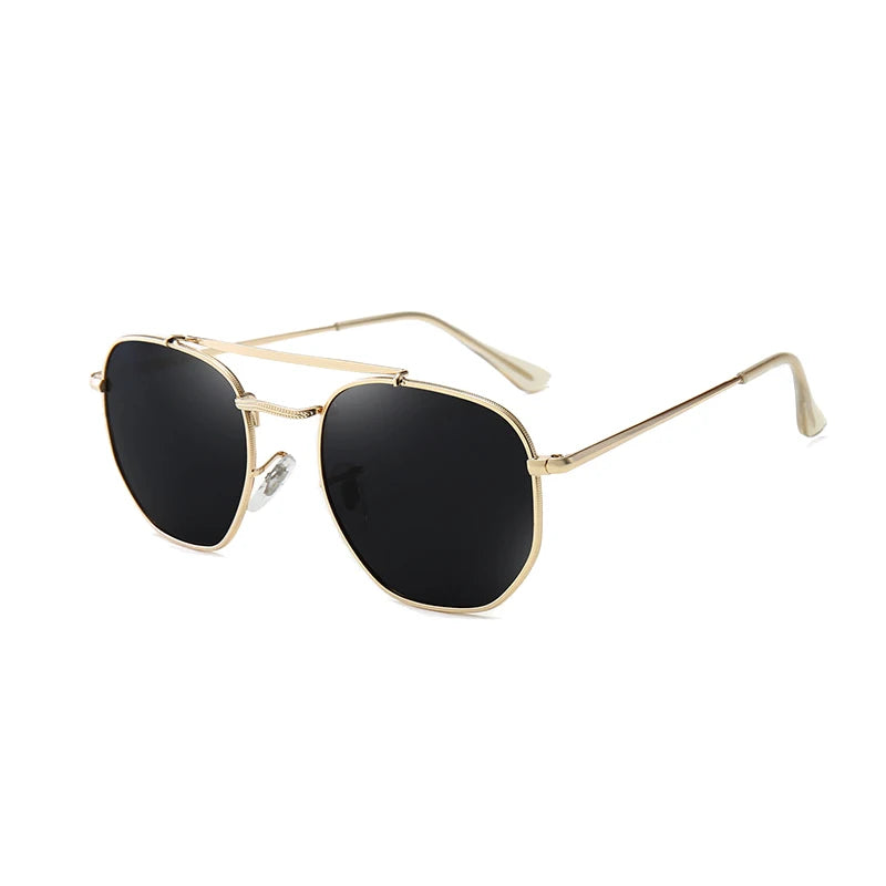 WHO CUTIE Vintage Polygon Sunglasses Polarized Men Women 2025 Brand Designer Flat Lens Metal Frame Sun Glasses Cool 3648 Shades