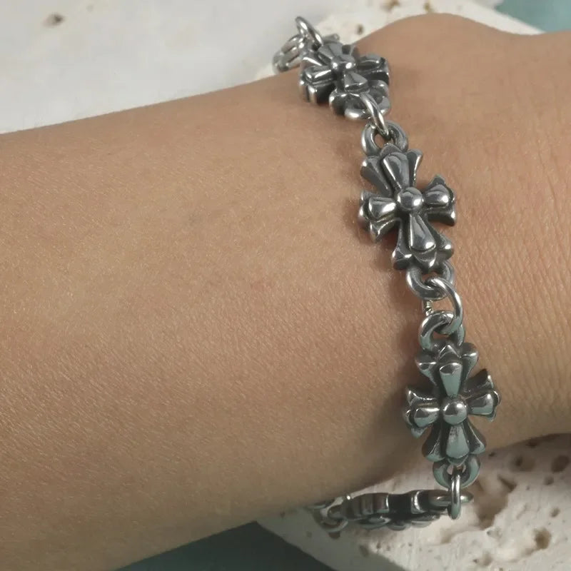 Punk Cross Chain Bracelets for Men and Women Retro Trend Halloween Party Personalized Bracelets Jewelry Accessories
