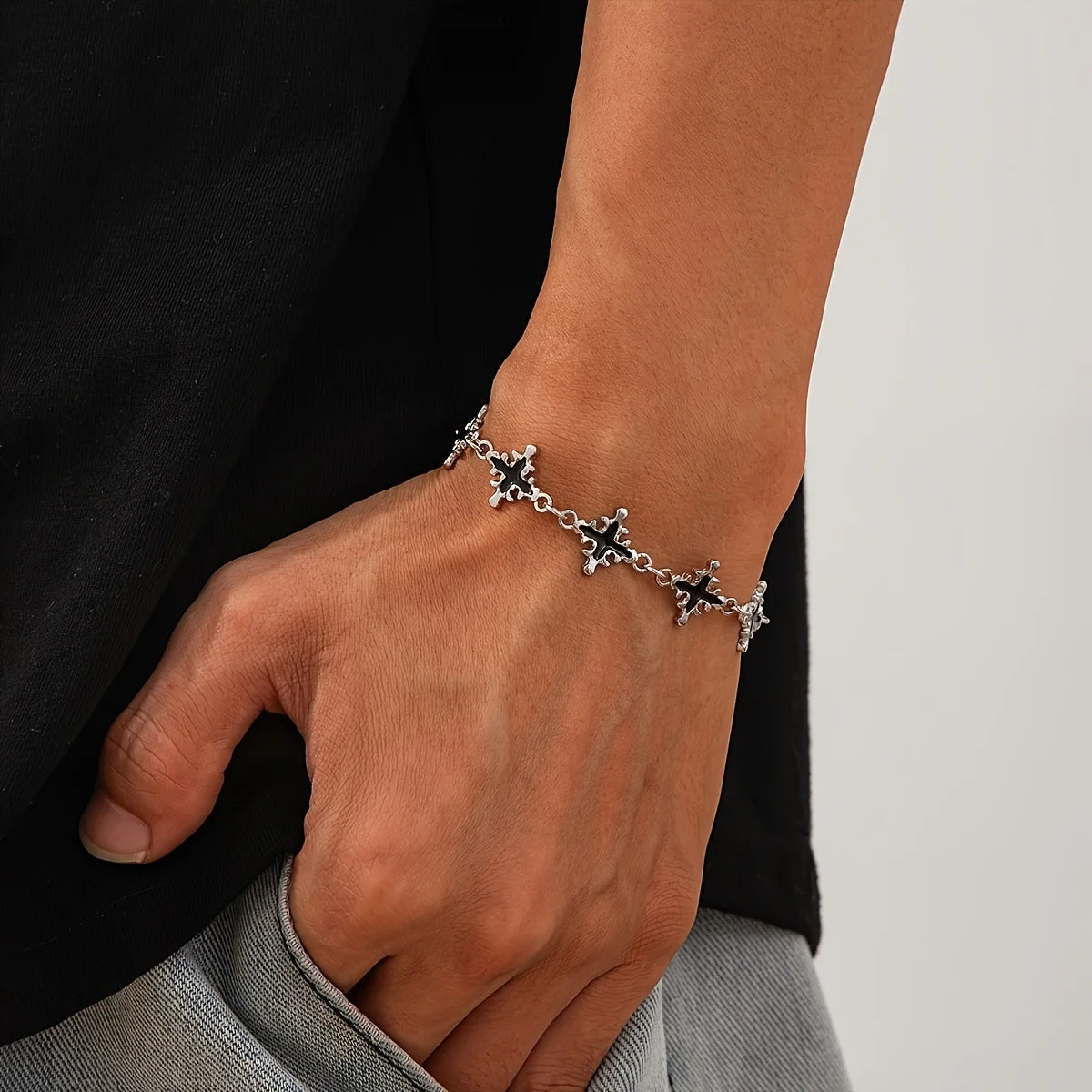 Punk Cross Chain Bracelets for Men and Women Retro Trend Halloween Party Personalized Bracelets Jewelry Accessories