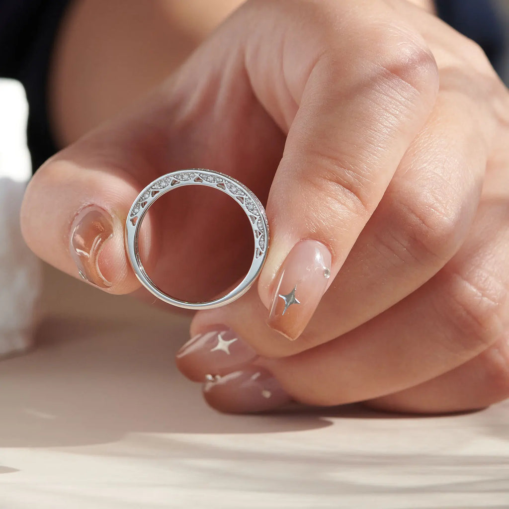 Newshe 925 Sterling Silver Straight Stackable Wedding Ring Engagement Band For Women Trendy Jewelry Size 5-12