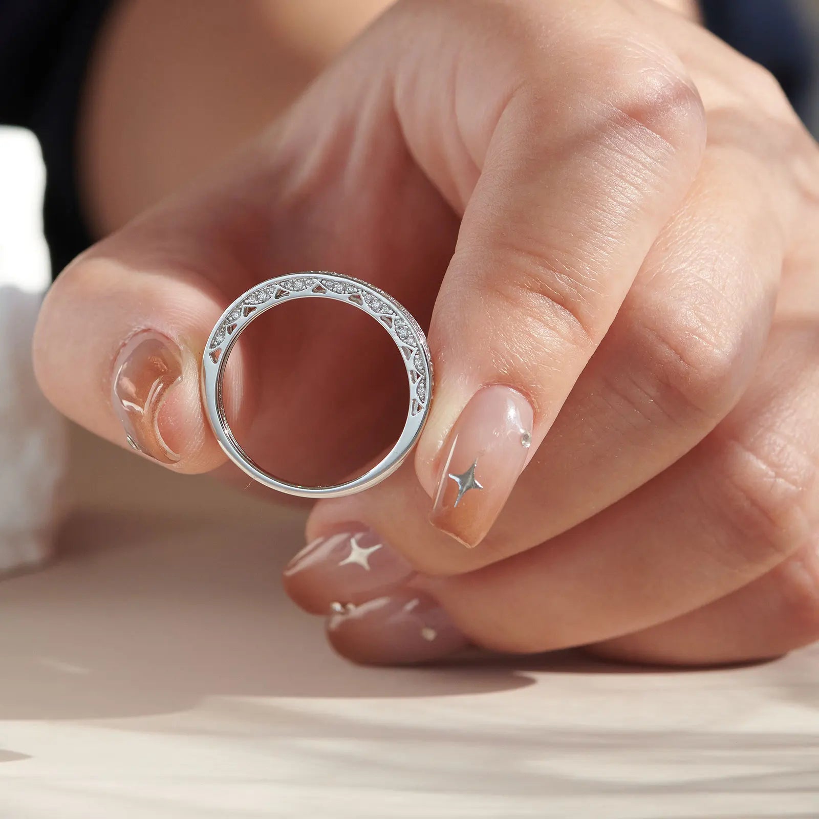 Newshe 925 Sterling Silver Straight Stackable Wedding Ring Engagement Band For Women Trendy Jewelry Size 5-12