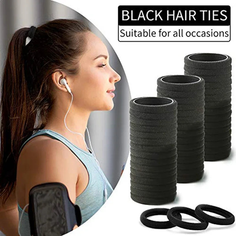50/100pcs Black Hair Bands for Men Women Girls Hairband High Elastic Rubber Band Hair Ties Ponytail Holder Scrunchies Accessorie