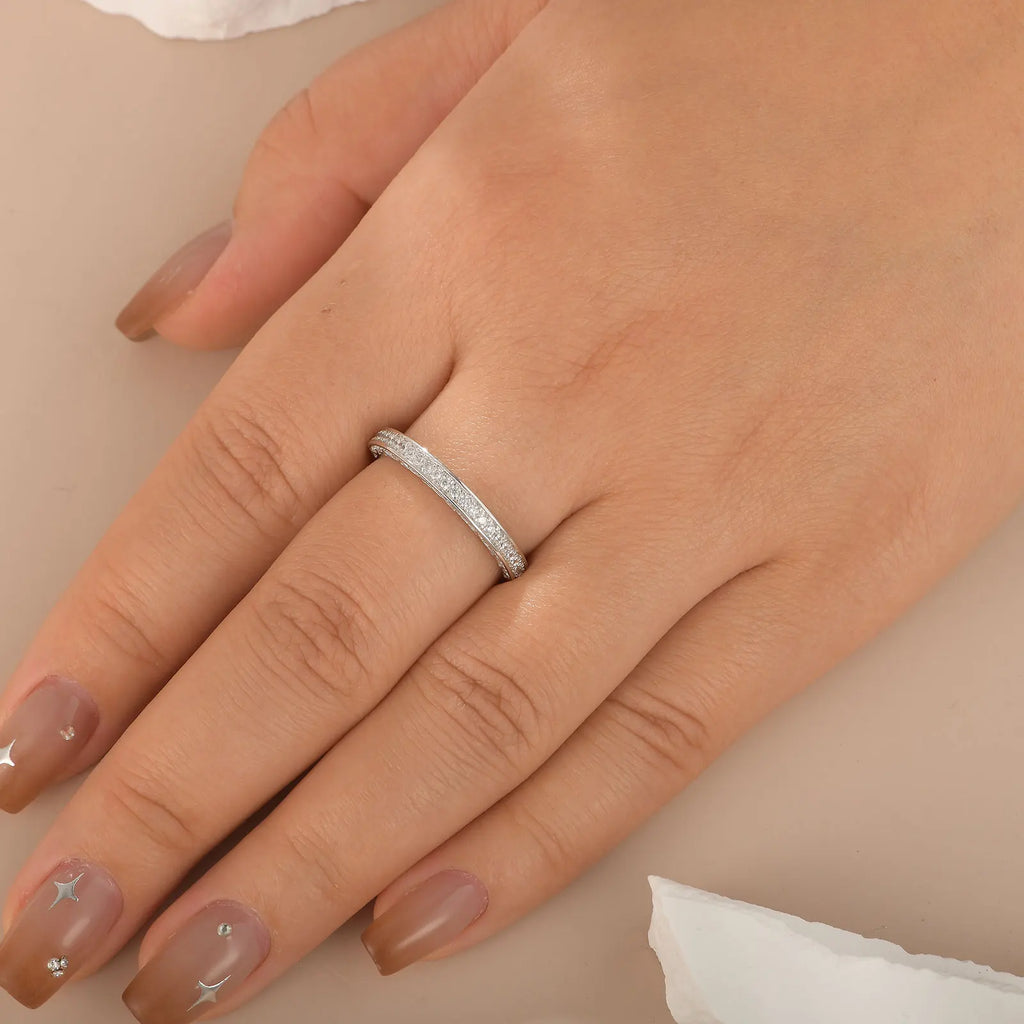 Newshe 925 Sterling Silver Straight Stackable Wedding Ring Engagement Band For Women Trendy Jewelry Size 5-12