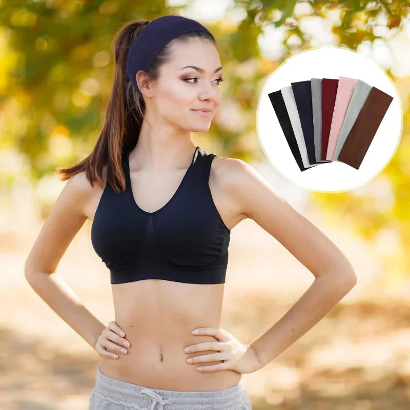 8-Pack Sports Headbands for Women - Elastic, Soft Fabric, Non-Slip Hair Bands for Daily Workouts, Yoga, Running, and Sports