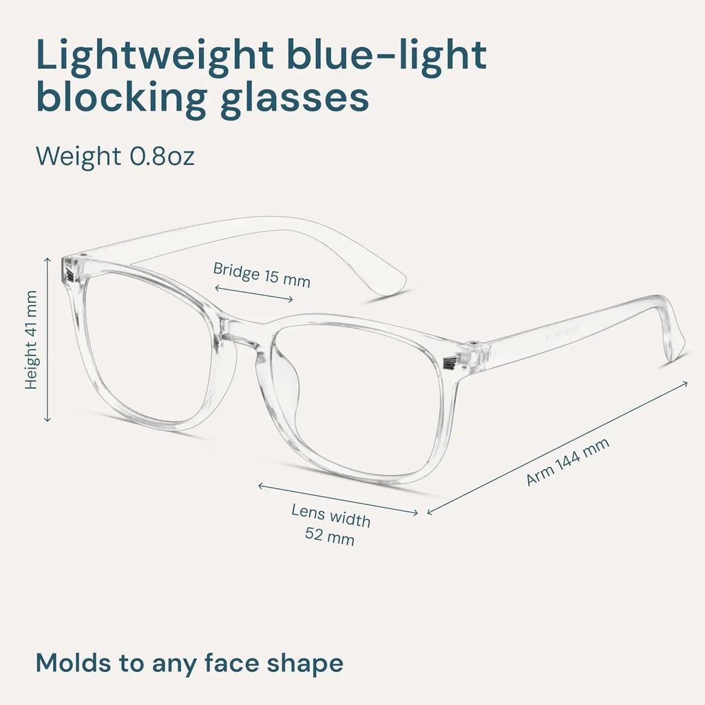 Clear Blue Light Glasses for Computer & Gaming - Anti UV, Scratch-Resistant, Comfort Fit