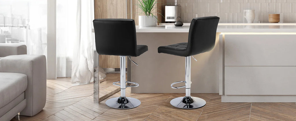 JHK PU Leather Bar Stools Set of 2,Upholstered Counter Height Bar Stools,SGS Certified Gas Gylinder Comfortbale Backrest