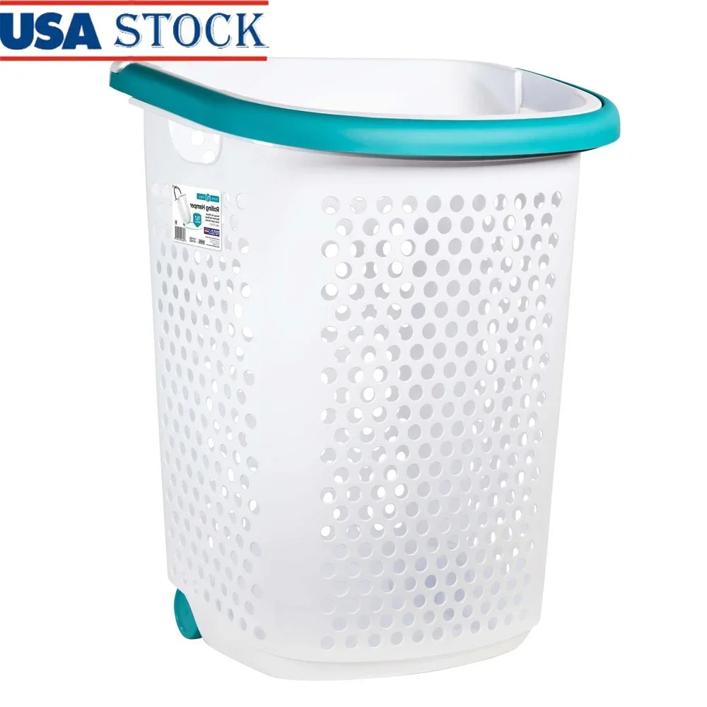 Rolling Laundry Hamper with Pop-up Handle