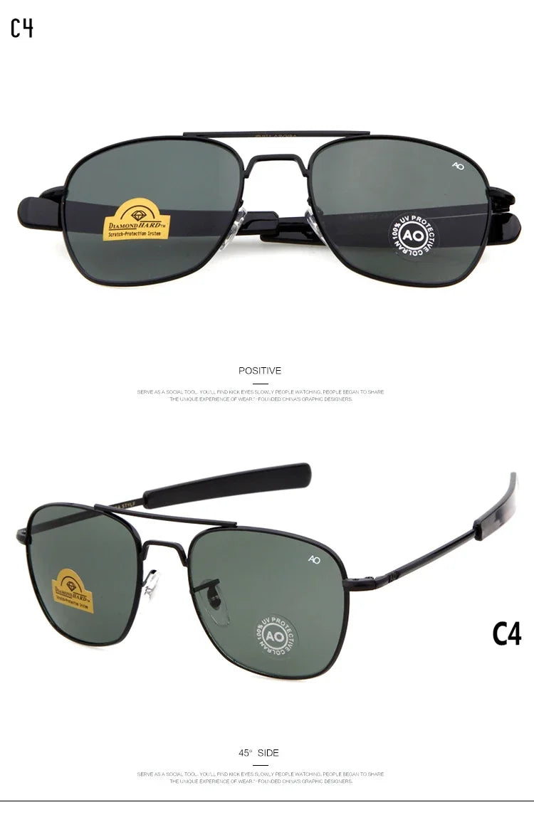 WHO CUTIE 2025 MILITARY Pilot Sunglasses Men Brand Design American Optical Lens AO Eyewear Square Army Sun Glasses Male UV400