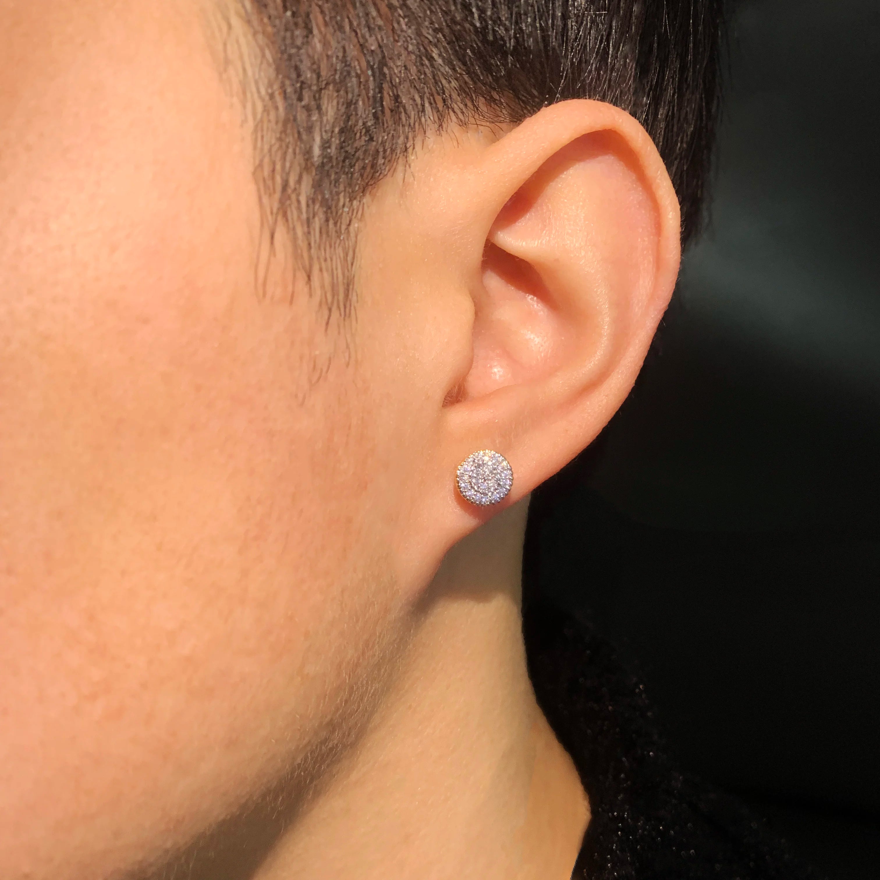 CUC 8MM Round Shaped Screw Back Stud Earring Iced Out Cubic Zirconia Men Women Earring Hip Hop Jewelry Best Gift