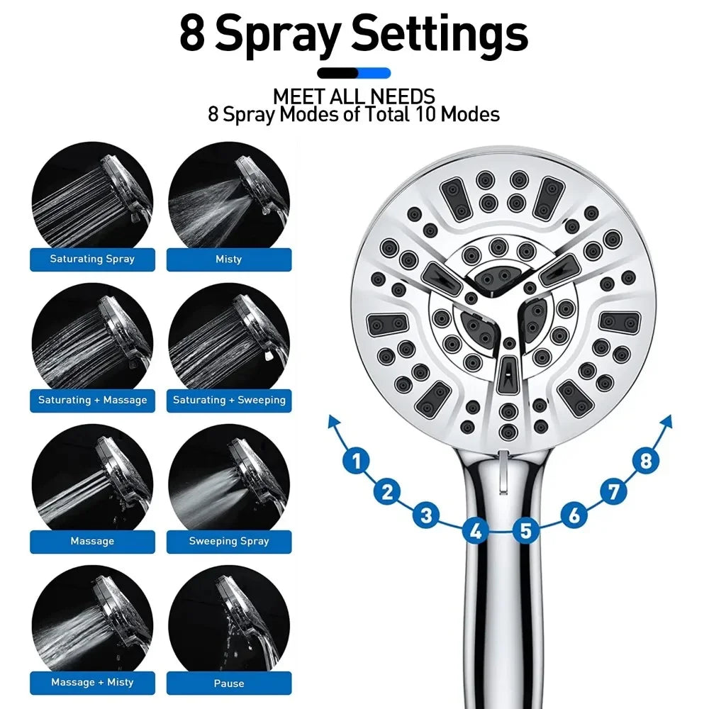 SZRSTH Shower Head with Handheld, High Pressure 10 Modes with 59" Stainless Steel Hose Adjustable Holder