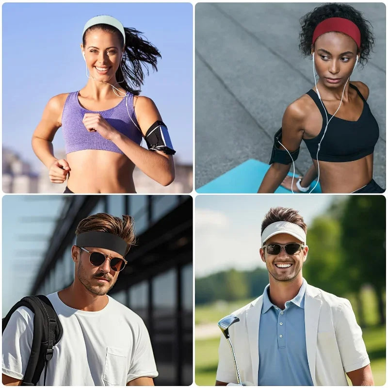 8-Pack Sports Headbands for Women - Elastic, Soft Fabric, Non-Slip Hair Bands for Daily Workouts, Yoga, Running, and Sports
