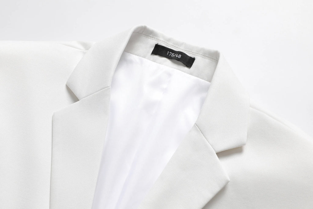 Men's White High-End Suit Two-Piece Suit Four Seasons Business Formal Wear Anti-Wrinkle Non-Stick Wool Suit Workplace Work Cloth