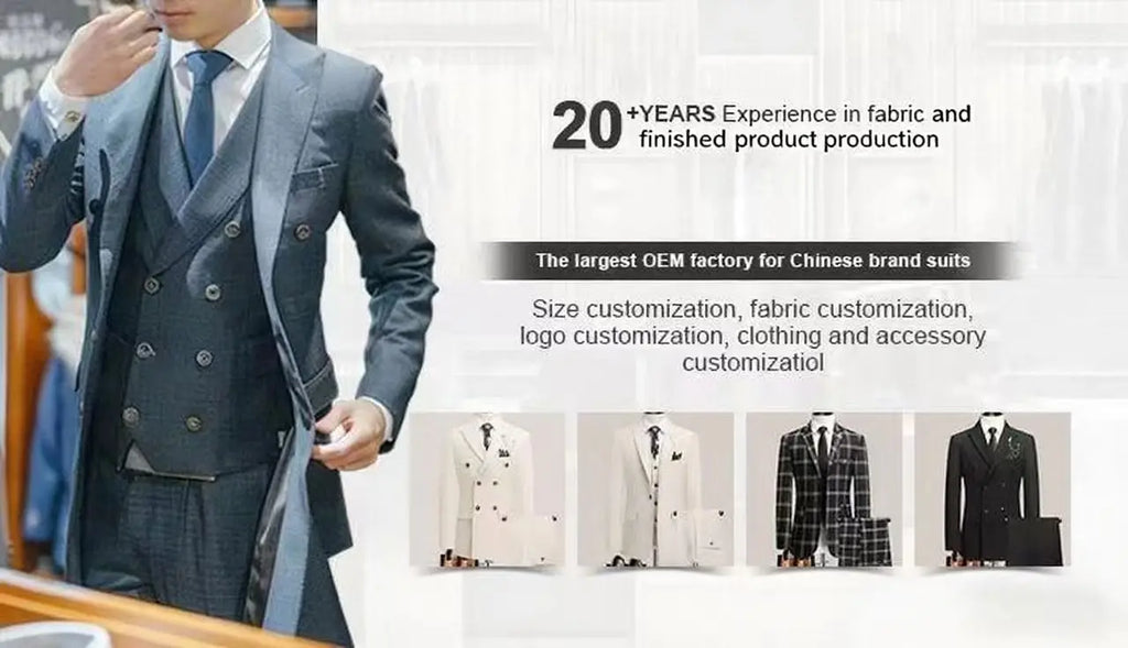 Men's Double-Breasted Suit, Classic Formal Business Wear