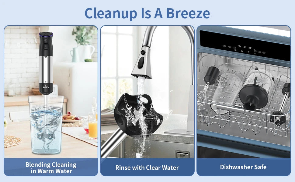 1000W Electric Immersion Handheld Blender, 5 in 1 Kitchen Hand Blender for soups, smoothies, purees and baby food.