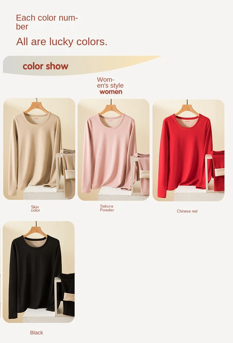 Wool Silk Thermal Underwear Set Double-sided Cashmere Long Johns Plus Cashmere Thick Autumn Winter for Men Women Warm Underwear