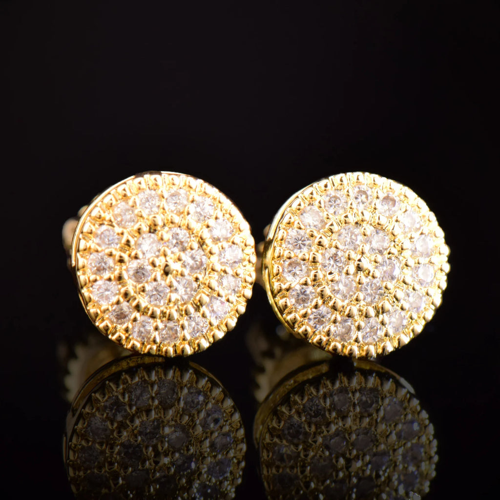 CUC 8MM Round Shaped Screw Back Stud Earring Iced Out Cubic Zirconia Men Women Earring Hip Hop Jewelry Best Gift