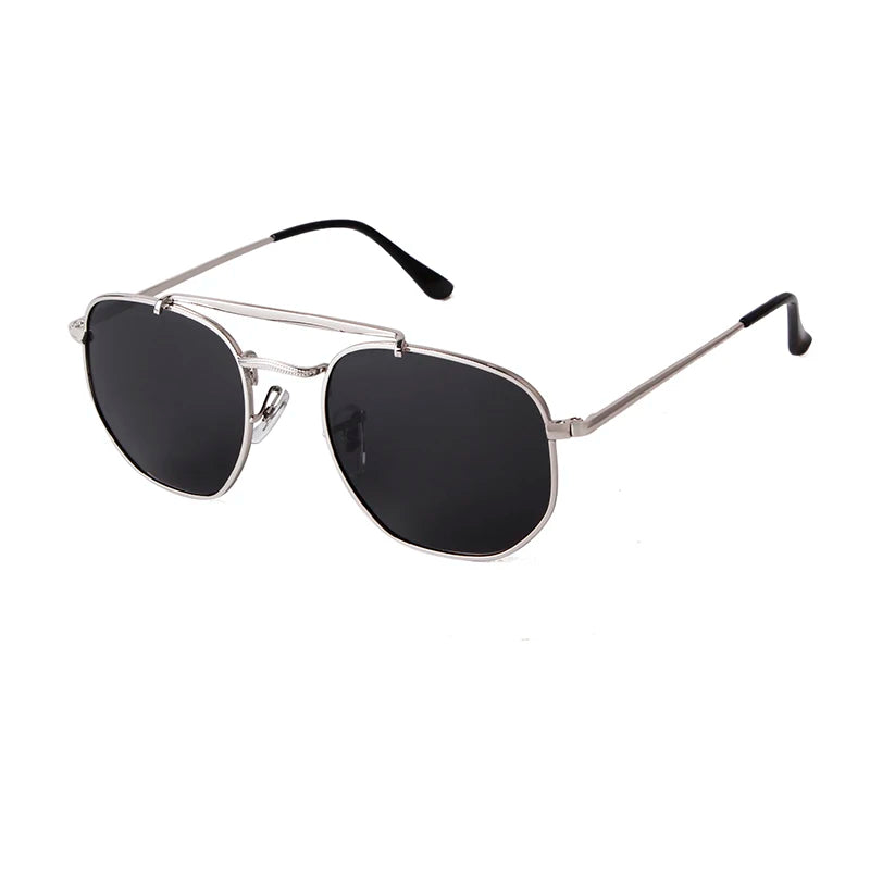 WHO CUTIE Vintage Polygon Sunglasses Polarized Men Women 2025 Brand Designer Flat Lens Metal Frame Sun Glasses Cool 3648 Shades