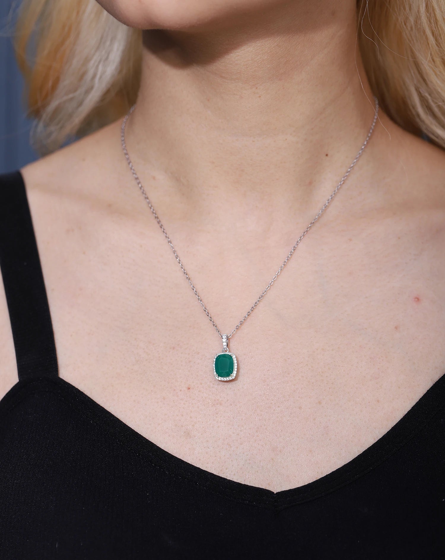 GEM'S BALLET  3.67Ct Natural Green Agate Gemstone Pendant Necklace For Women 925 Sterling Silver Fine Jewelry Drop Shipping