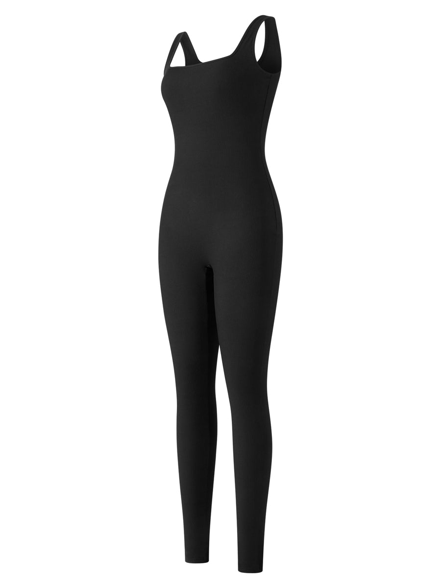 Women Sleeveless Bodycon Jumpsuit Summer Solid Color U-neck Romper Pants Streetwear Clubwear