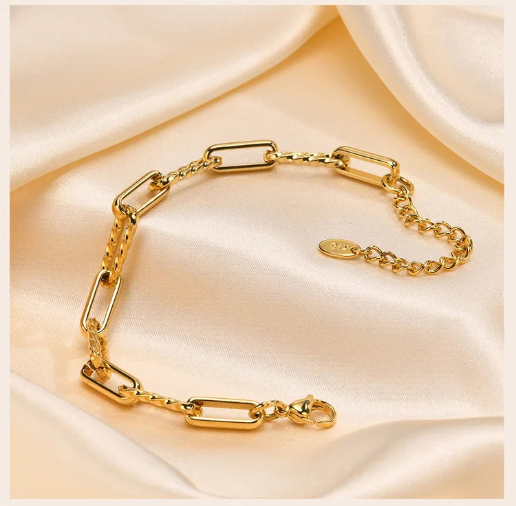 Women Stainless Steel Chain Bracelet,18K Gold Plated Adjustable Link Bracelet, Layered Jewelry
