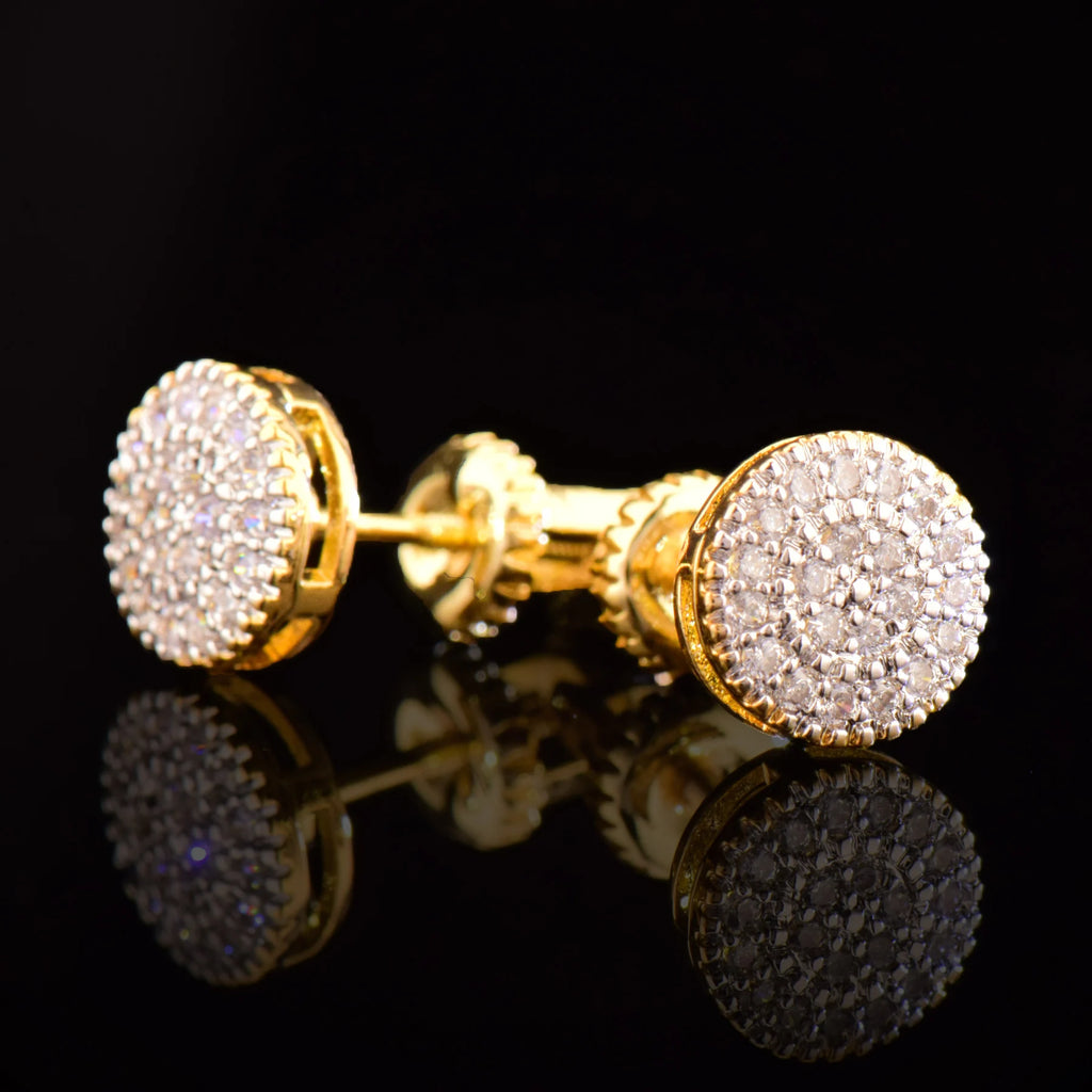 CUC 8MM Round Shaped Screw Back Stud Earring Iced Out Cubic Zirconia Men Women Earring Hip Hop Jewelry Best Gift