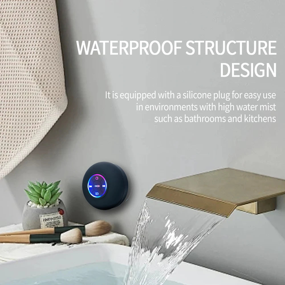 Portable Wireless Bluetooth Speaker LED Light IPX4 Waterproof Loudspeaker