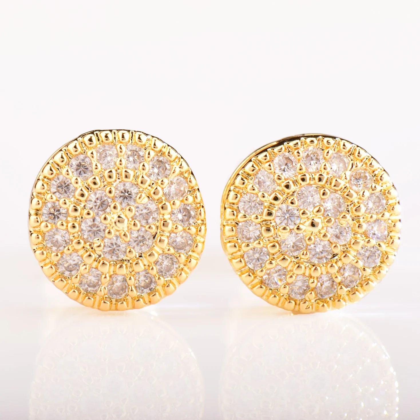 CUC 8MM Round Shaped Screw Back Stud Earring Iced Out Cubic Zirconia Men Women Earring Hip Hop Jewelry Best Gift