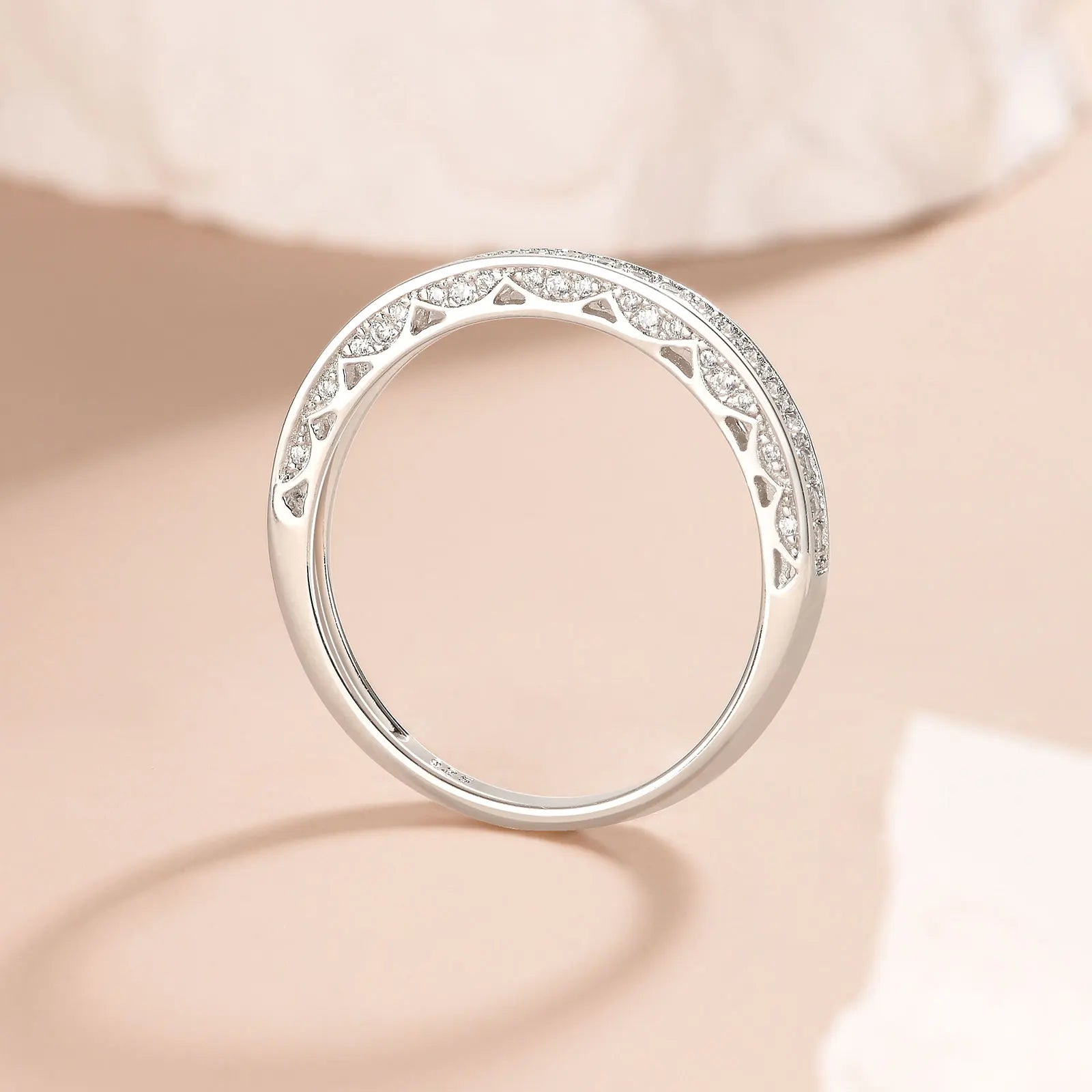 Newshe 925 Sterling Silver Straight Stackable Wedding Ring Engagement Band For Women Trendy Jewelry Size 5-12