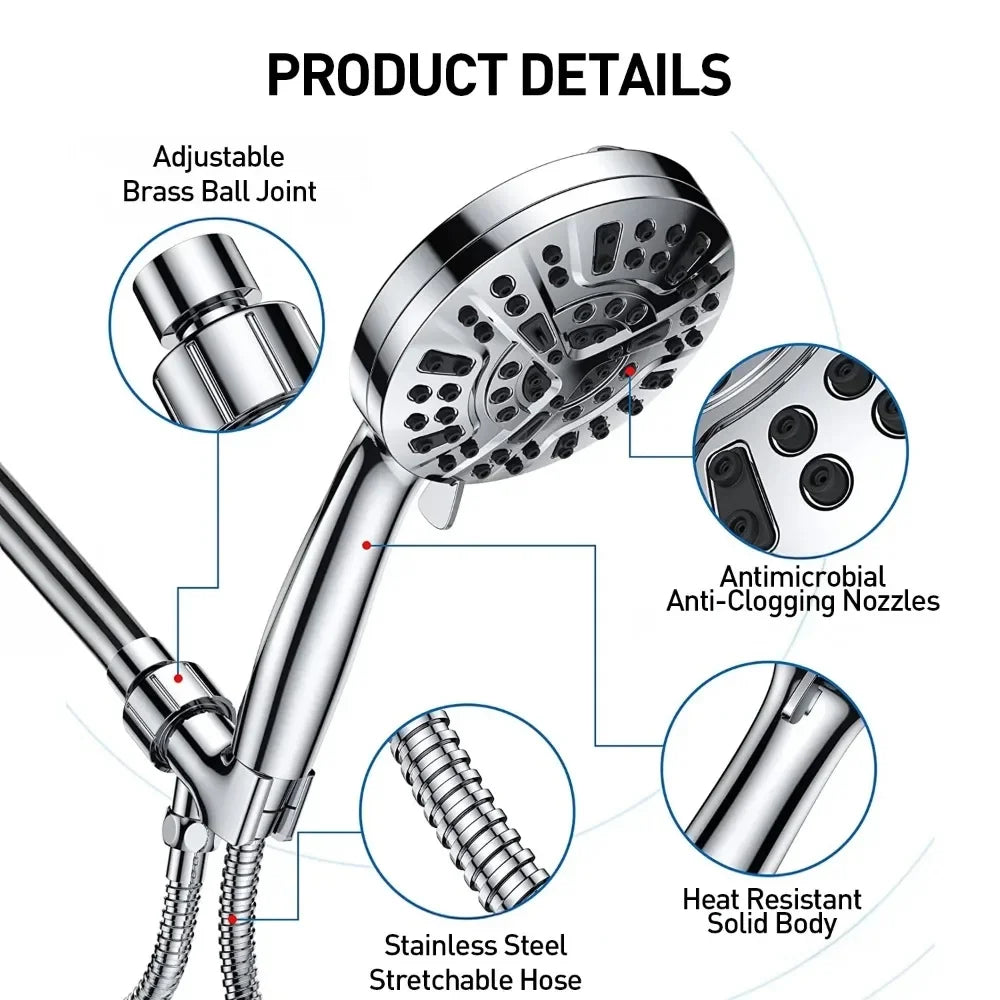 SZRSTH Shower Head with Handheld, High Pressure 10 Modes with 59" Stainless Steel Hose Adjustable Holder