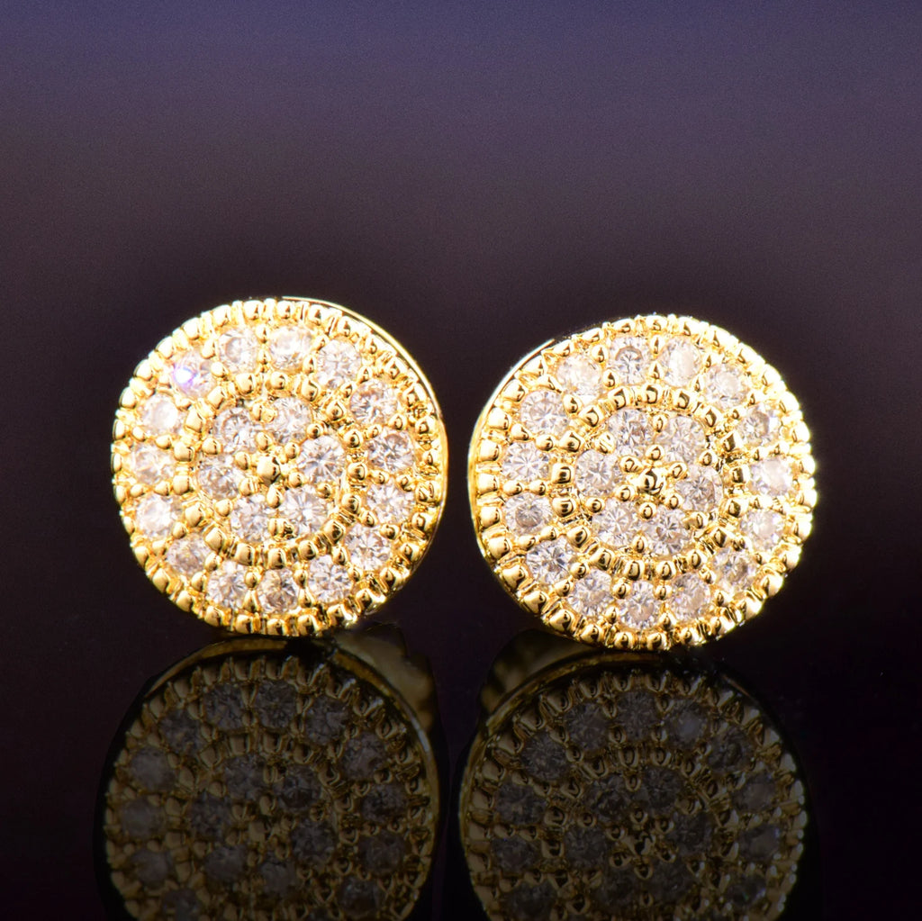 CUC 8MM Round Shaped Screw Back Stud Earring Iced Out Cubic Zirconia Men Women Earring Hip Hop Jewelry Best Gift