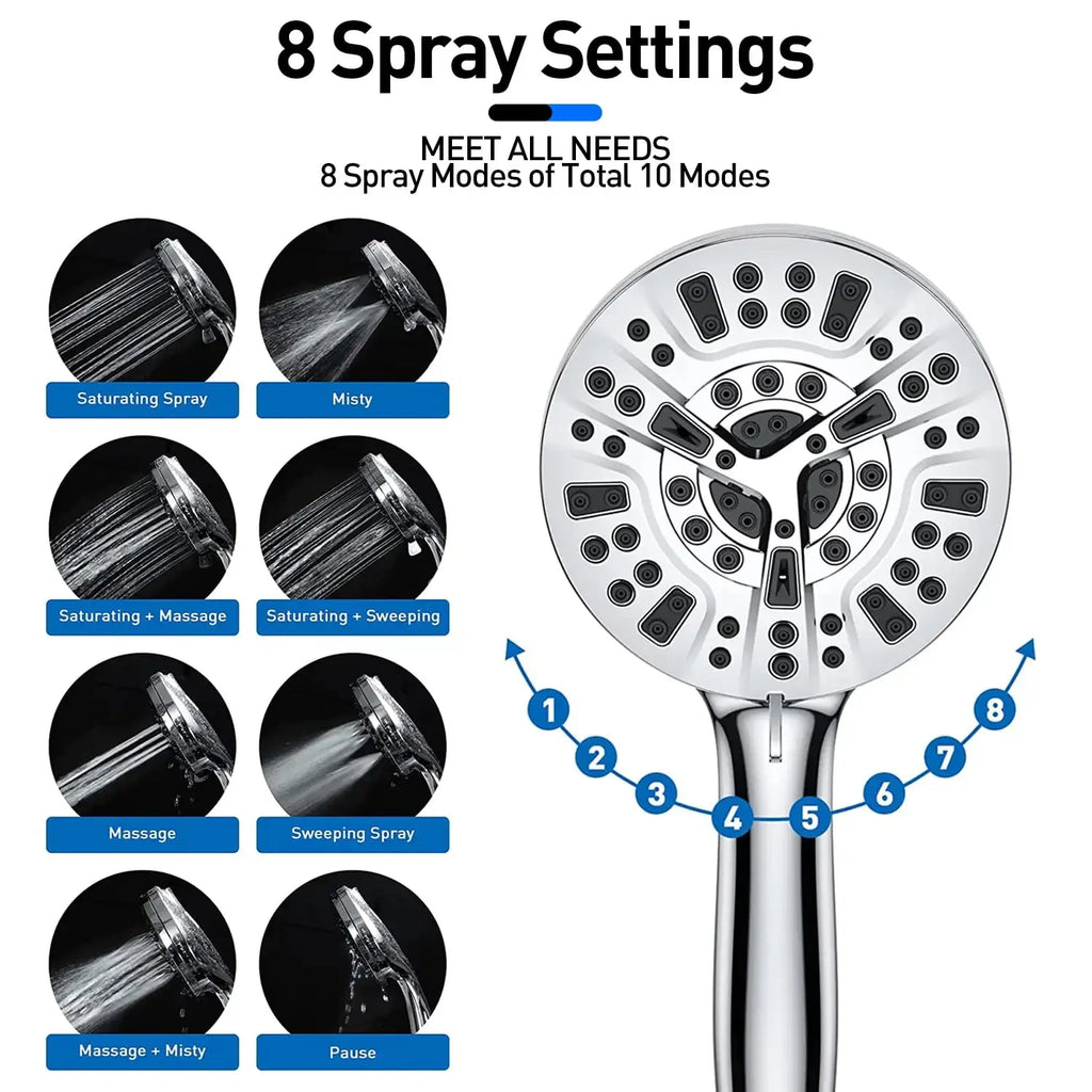 SZRSTH Shower Head with Handheld, High Pressure 10 Modes with 59" Stainless Steel Hose Adjustable Holder