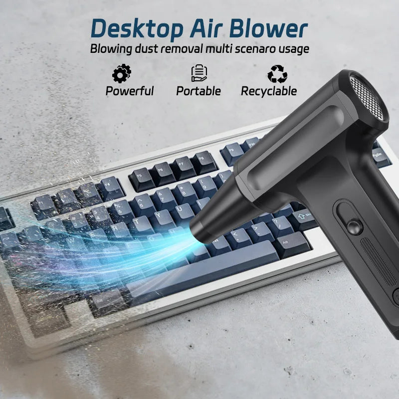 Compressed Air Duster-Stepless Adjustable 110,000RPM Electric Cleaner for Keyboard, PC Cleaning, Rechargeable Cordless