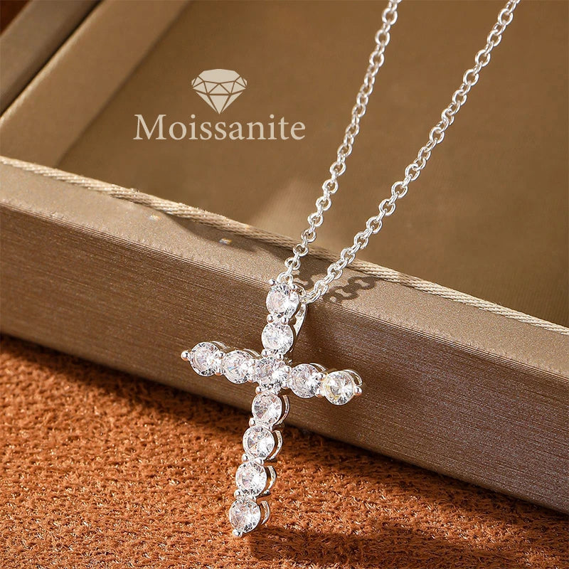 Moissanite 925 Sterling Silver 1PC 0.5 Carat Moissanite Necklace For Women, With A Fashionable And Individual Style, Ideal For D