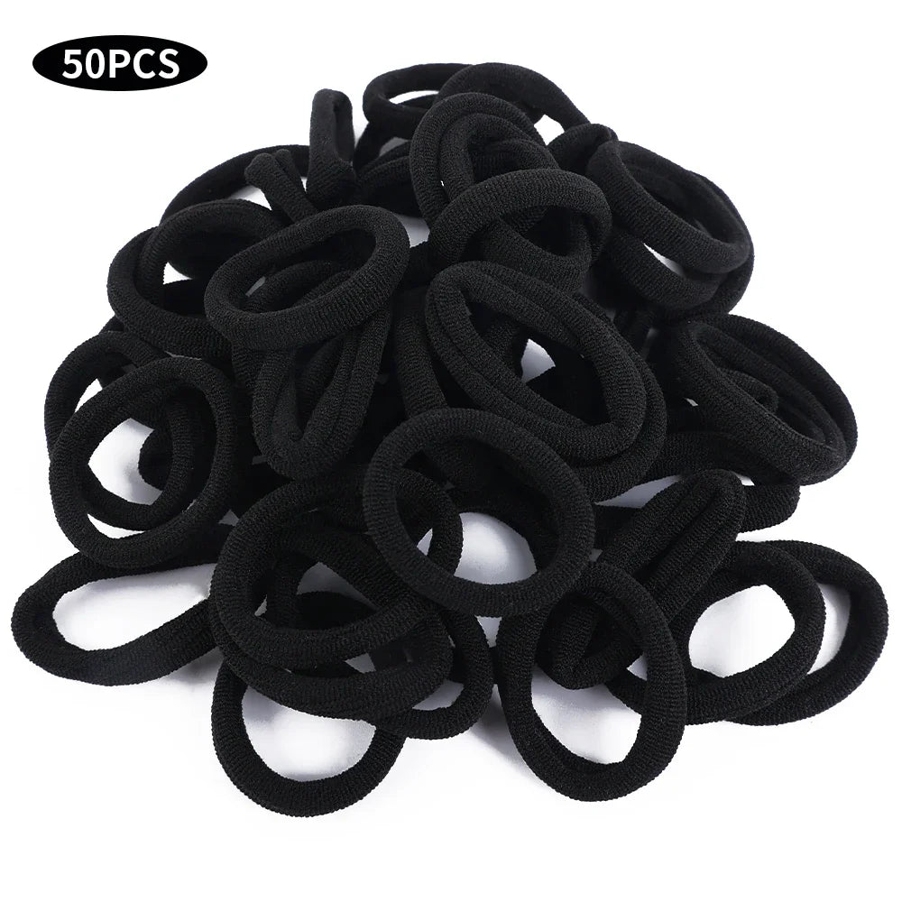 50/100pcs Black Hair Bands for Men Women Girls Hairband High Elastic Rubber Band Hair Ties Ponytail Holder Scrunchies Accessorie