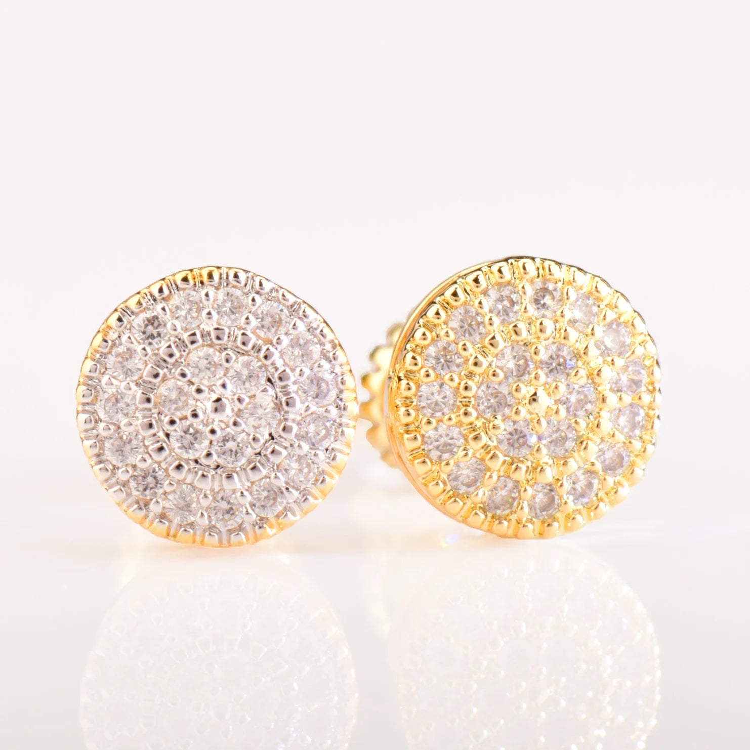 CUC 8MM Round Shaped Screw Back Stud Earring Iced Out Cubic Zirconia Men Women Earring Hip Hop Jewelry Best Gift