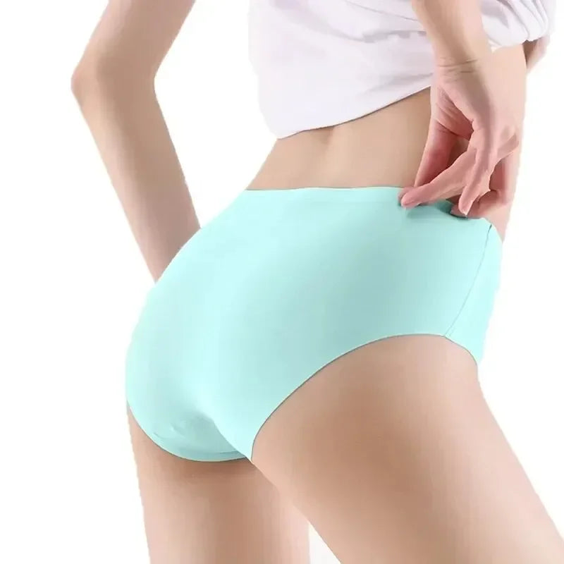 9-Pack Seamless Women’s Underwear, Ice Silk Mid Waist Briefs Set, Soft Comfortable Panties for Daily Wear