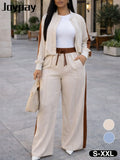 2 Piece Casual Sportswear Set - Women's Zip Jacket and Drawstring Pants